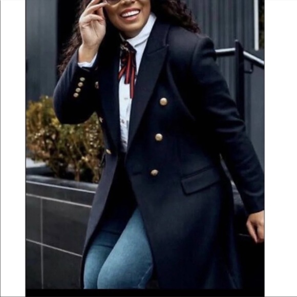 SOLD ZARA NEW MANTECO Italian Wool Navy Double Breasted Classic Preppy Wool Coat - Picture 5 of 16